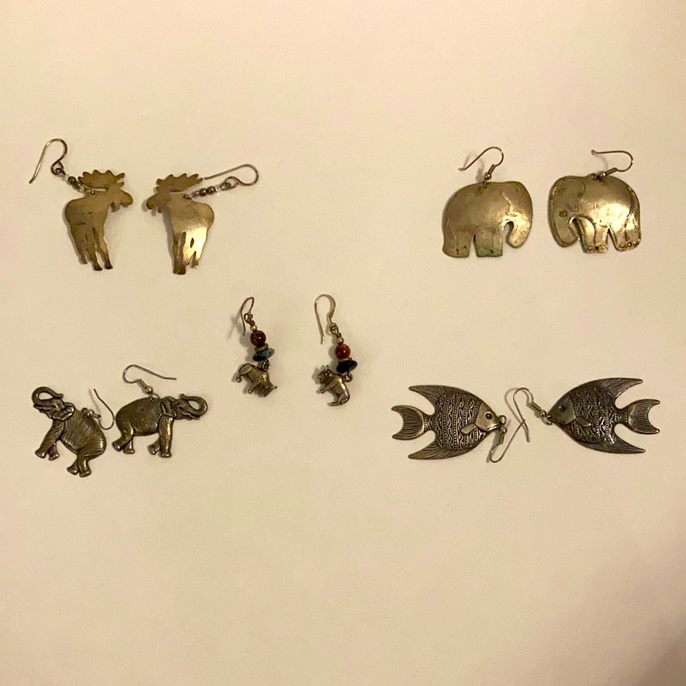 Vintage silver animal earings
